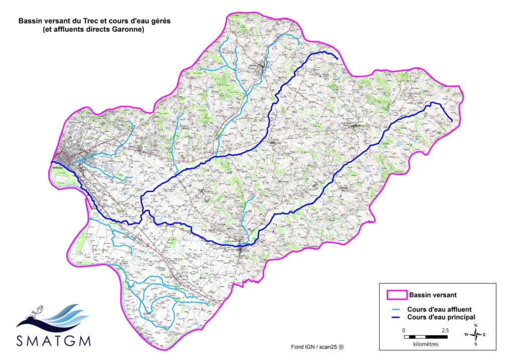 Bassin versant du Trec et affluents directs Garonne